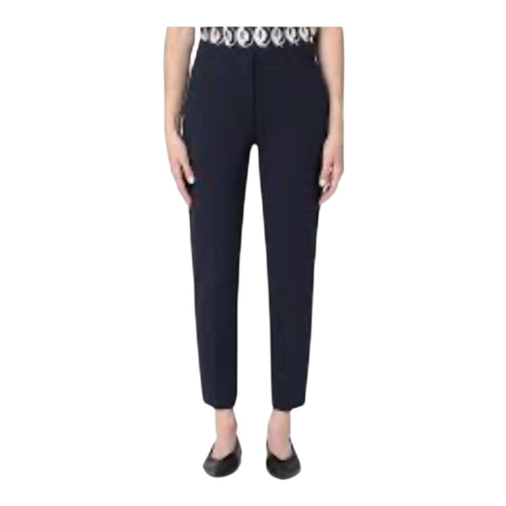 MaxMara Navy Blue Viscose Blend Cropped Workwear Office Classic Trousers